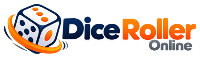 Dice Roller Online logo featuring a 3D dice with orange rolling effect.